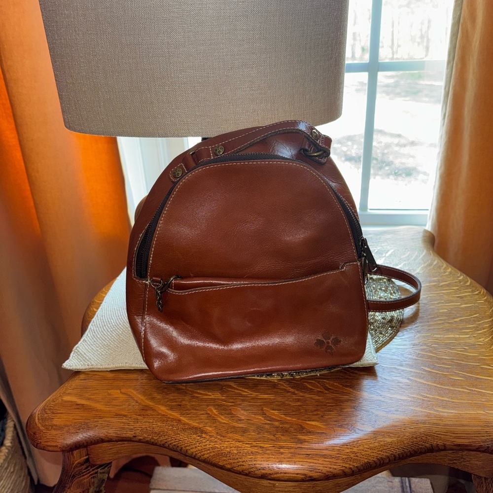 Patricia Nash Rich Brown Leather Backpack Crossbody